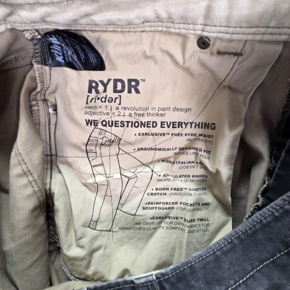 Kuhl Pants Mens 34x32 Brown Rydr Canvas Workwear Relaxed Fit Articulated Knees - Picture 14 of 16